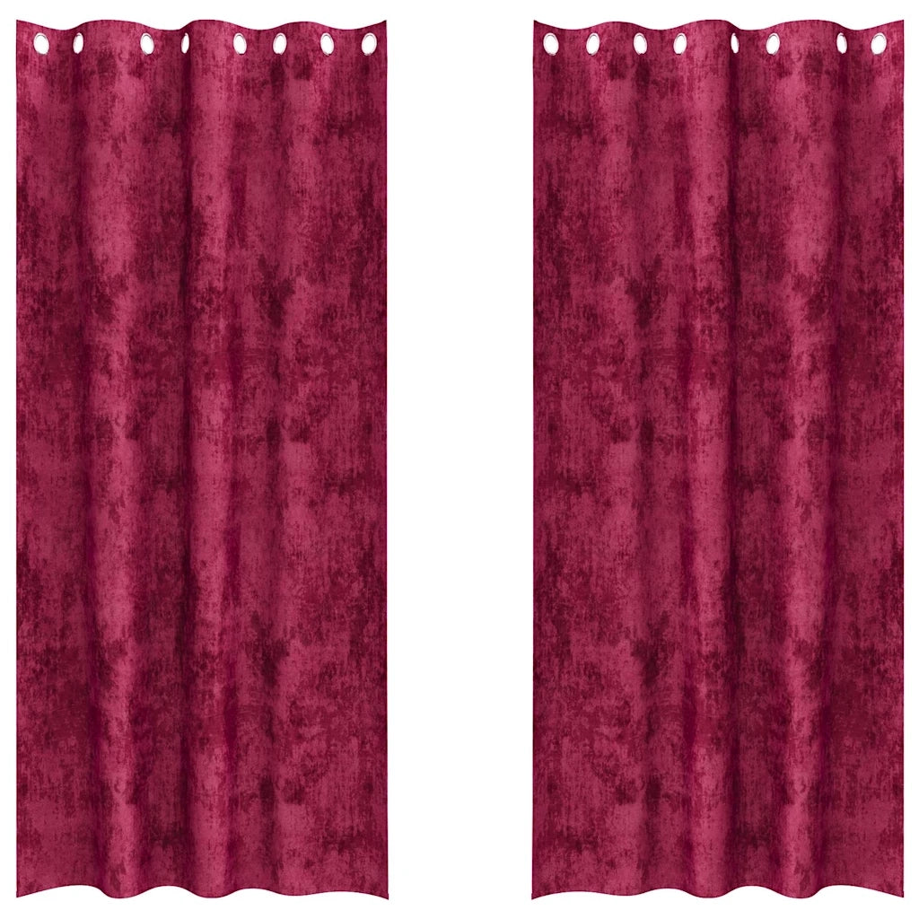 Tende in Velluto 2 pz Rosso vino 225 x 140 cm Velluto 4107645