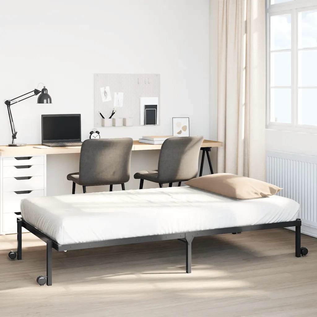 Giroletto senza Materasso Pieghevole Nero 90x200 cm in Acciaio 4103960