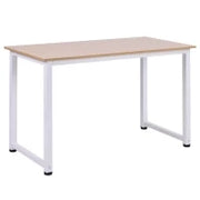 Scrivania Moderna per Computer con Gambe Regolabili e Struttura in MDF e Metallo, Tavolo da Pranzo 120x60x76 cm, Bianco e color Legno