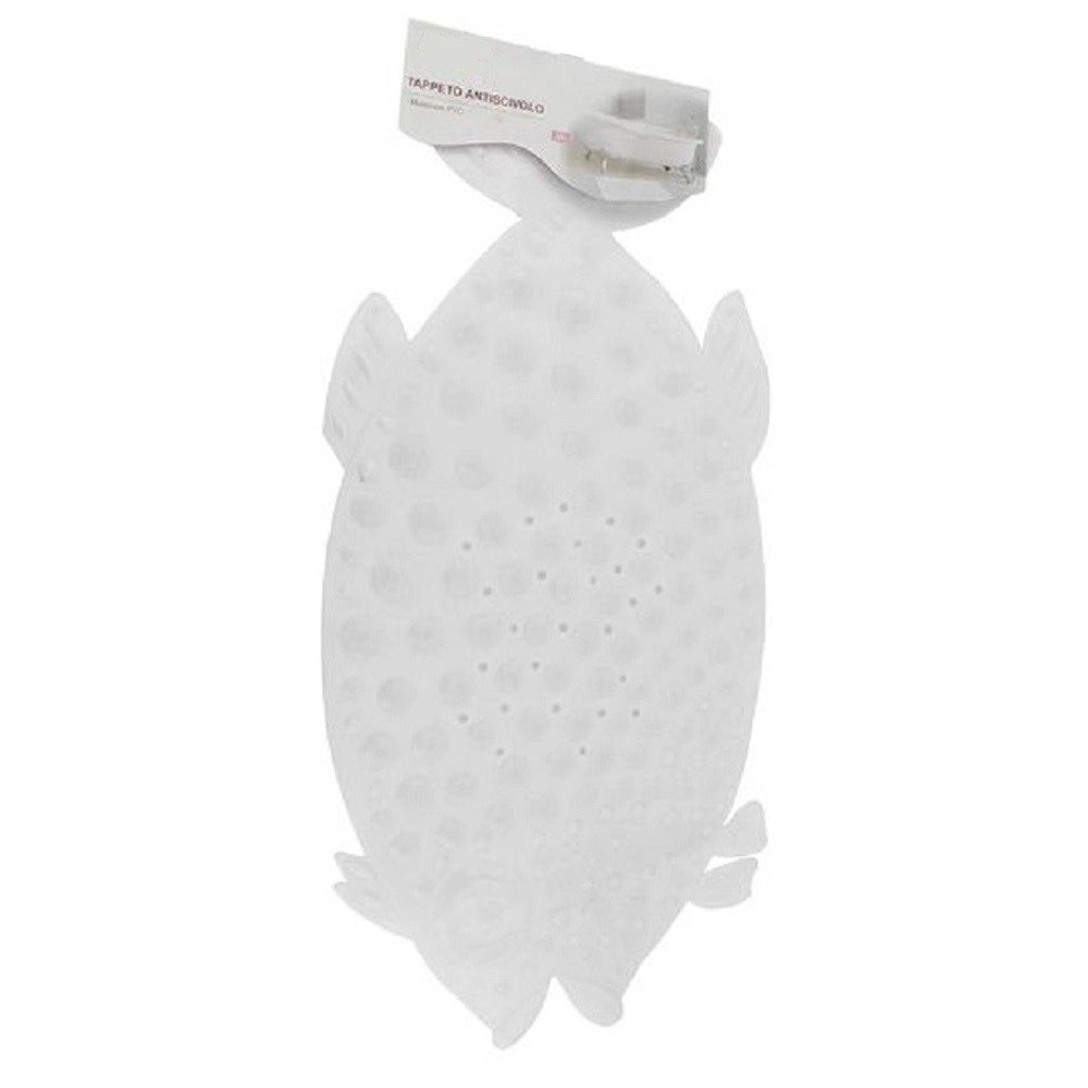 Trade Shop - Tappeto Tappetino Pvc Pesce Bianco Antiscivolo Vasca Bagno Doccia 74x36 Cm 59614 -