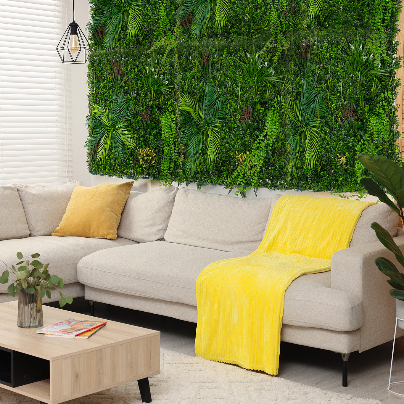 Piastrelle da Parete con Piante Artificiali 1m x 1m Pannello Erba Alina per Giardino e Arredo Casa