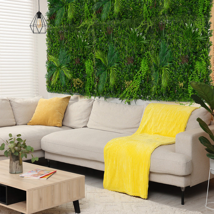 Piastrelle da Parete con Piante Artificiali 1m x 1m Pannello Erba Alina per Giardino e Arredo Casa