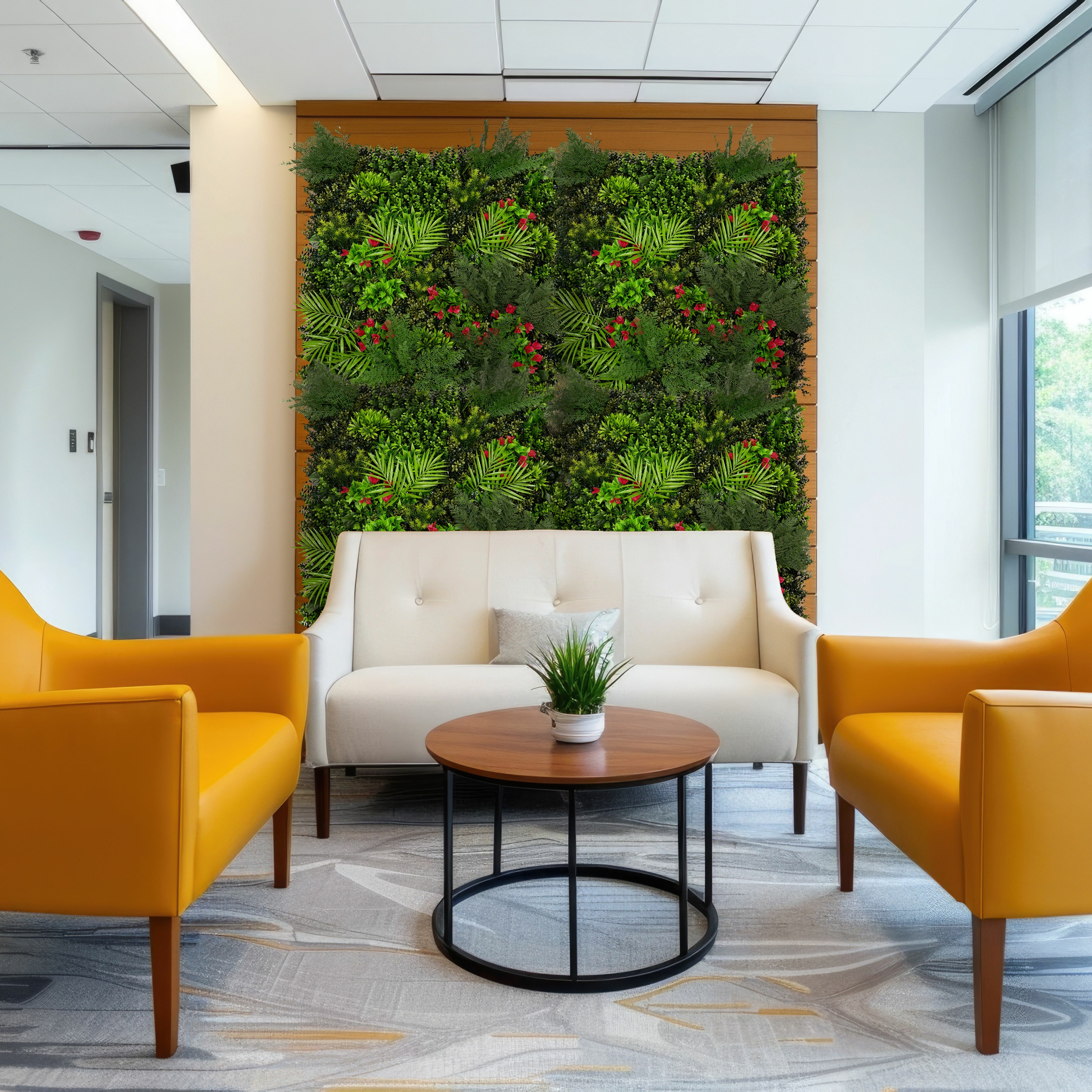 Piastrelle da Parete con Piante Artificiali 1m x 1m Pannello Erba Mira per Giardino e Arredo Casa