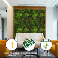 Piastrelle da Parete con Piante Artificiali 1m x 1m Pannello Erba Mira per Giardino e Arredo Casa