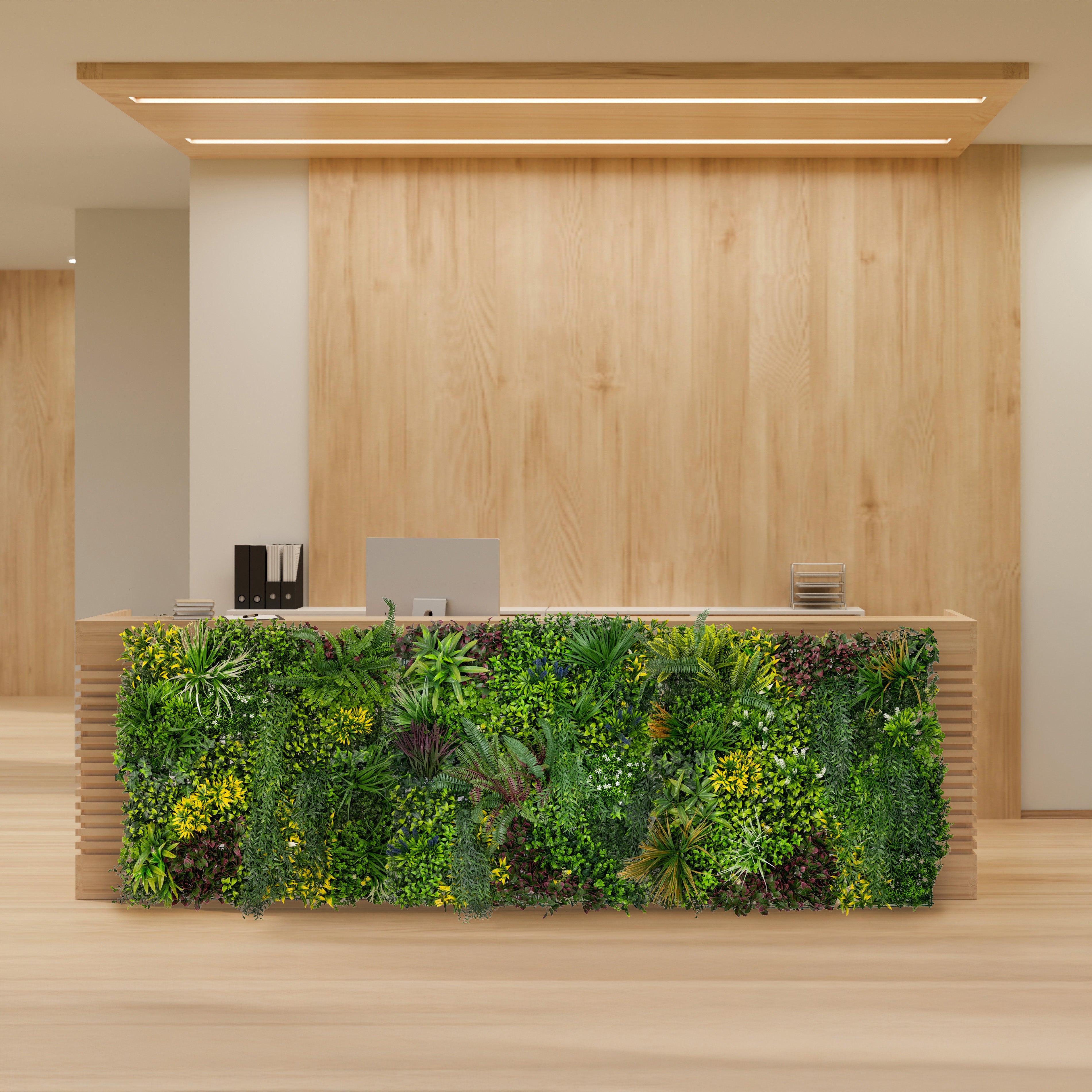 Piastrelle da Parete con Piante Artificiali 1m x 1m (3Pz) Pannello Erba Cassia per Giardino e Arredo Casa