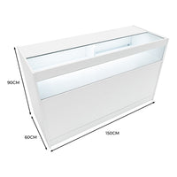 Bancone LED B1500 Bianco con 1 Ripiano a Vista e 2 Ripiani Chiusi