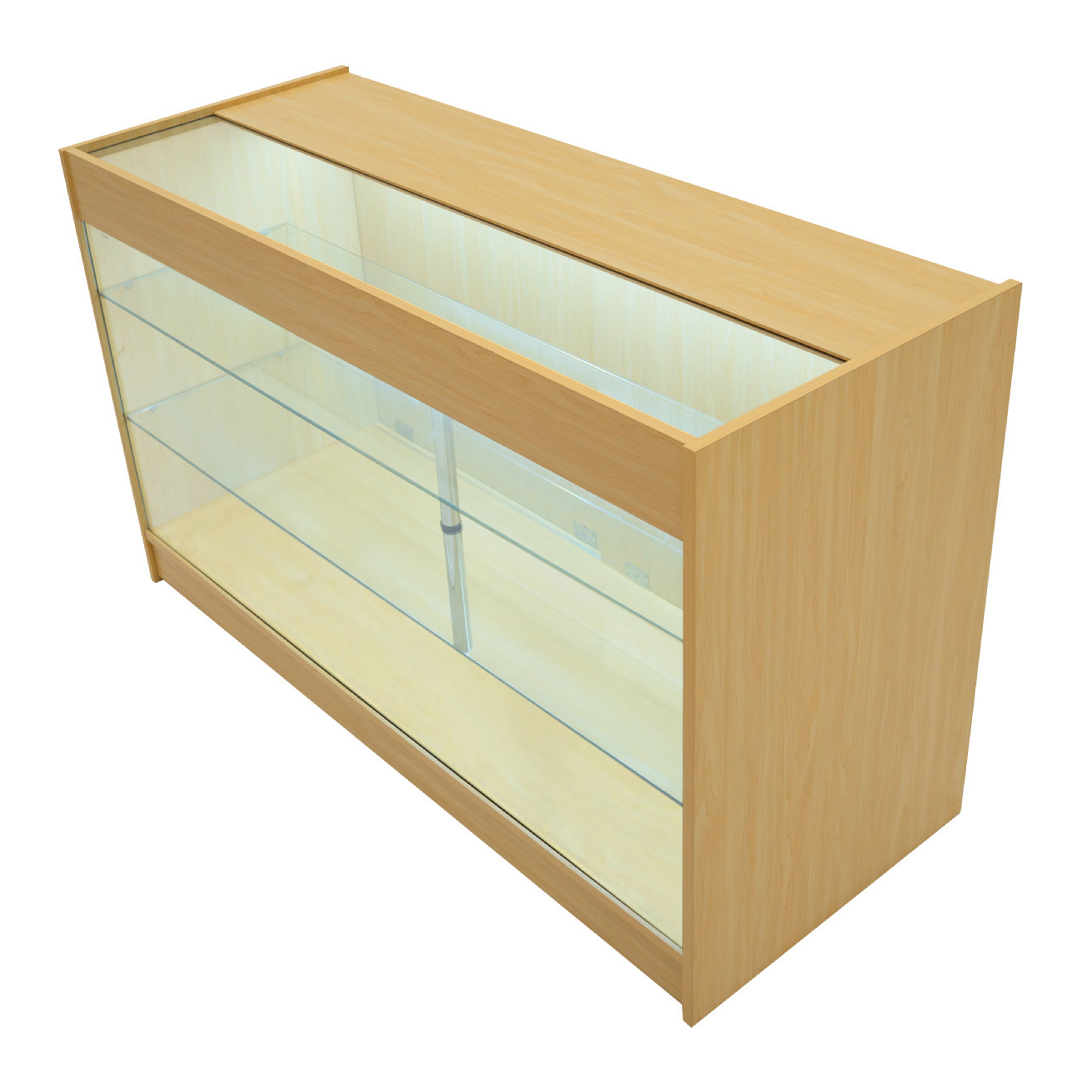 Bancone LED Acero K1500 con 3 Ripiani, Vetrina e Ante Bloccabili – 2 Chiavi