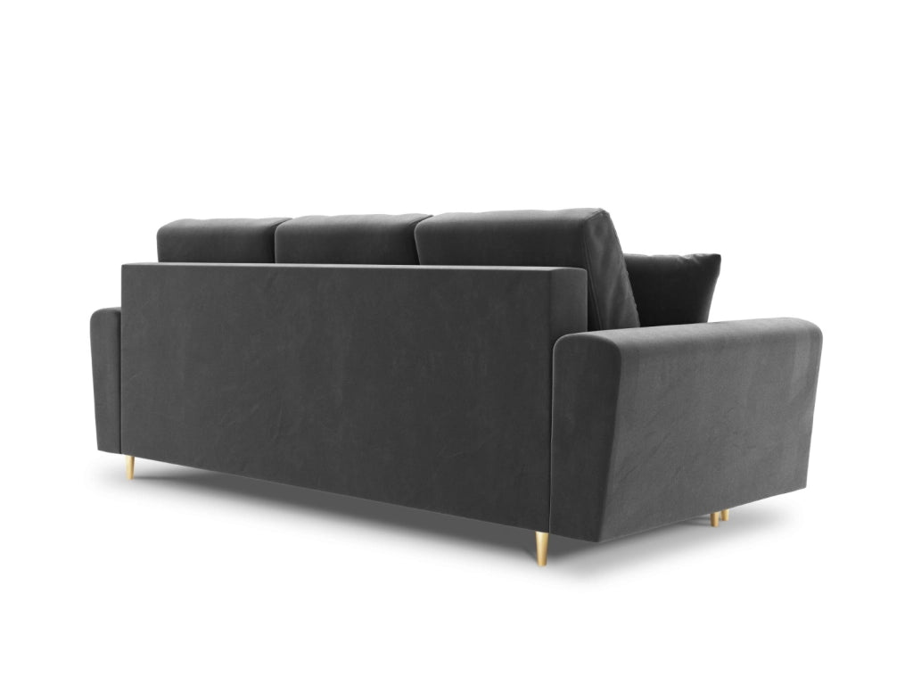 Cosmopolitan Design - Divano convertibile con contenitore "Kyoto" 3 posti in velluto grigio chiaro 