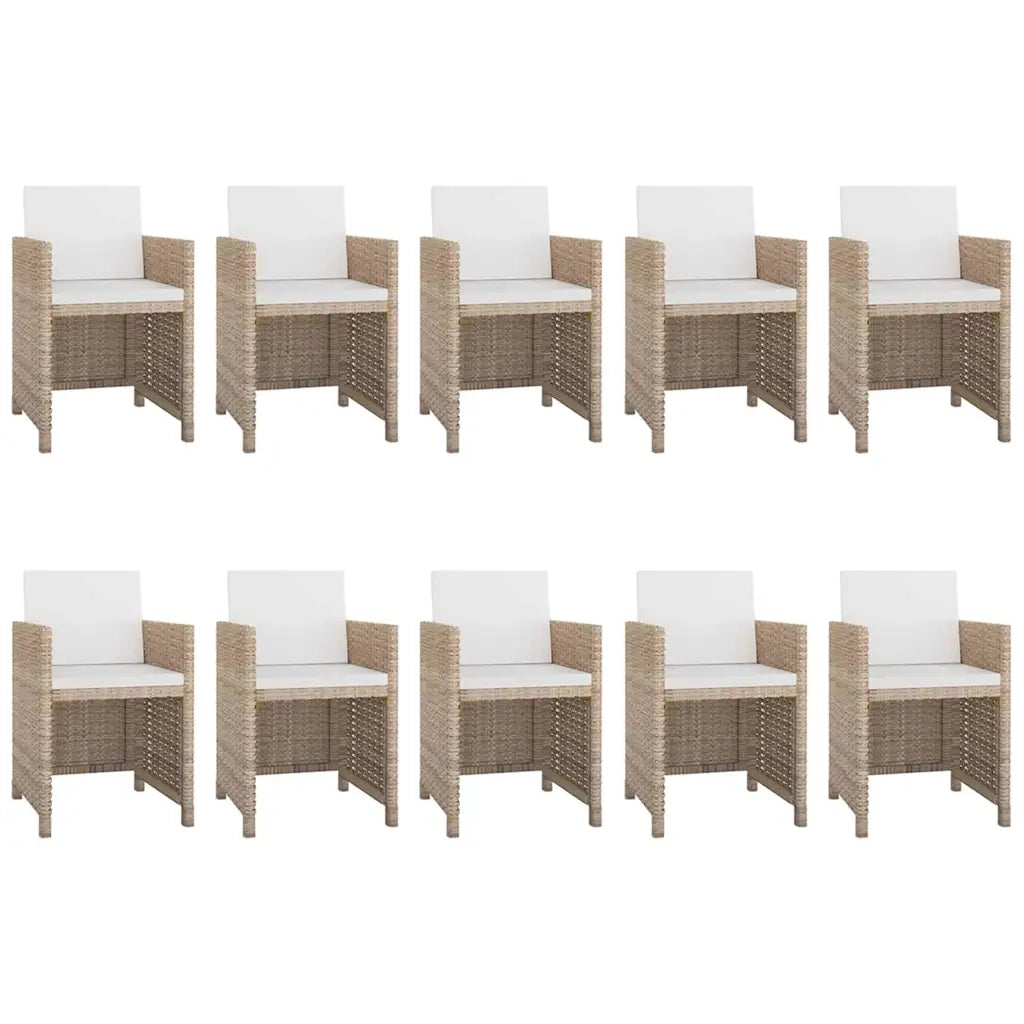 Set da Pranzo da Giardino 11 pz con Cuscini in Polyrattan Beige cod mxl 35315