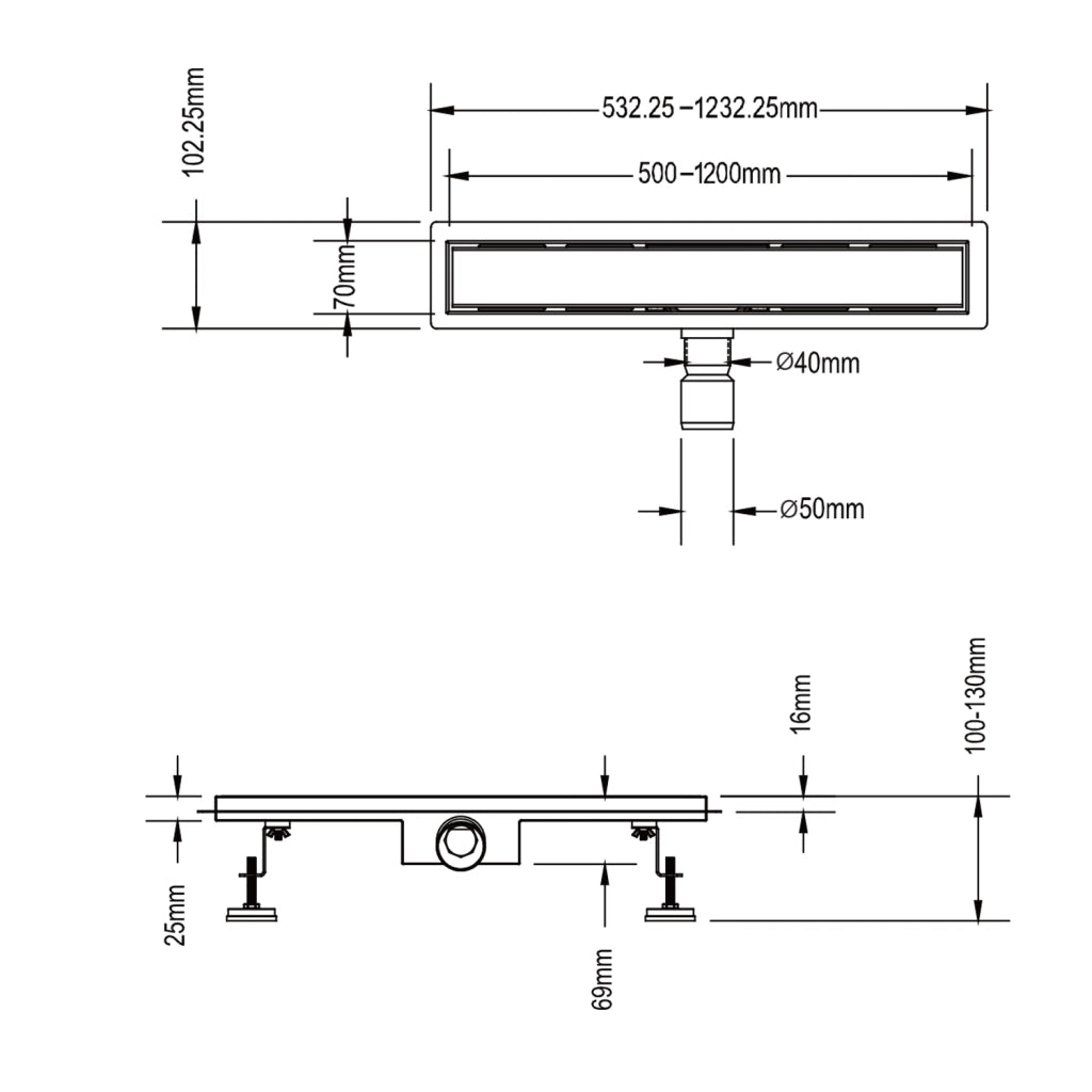 Canalina di scarico doccia in acciaio inox 80 cm x 7 mod. Fill