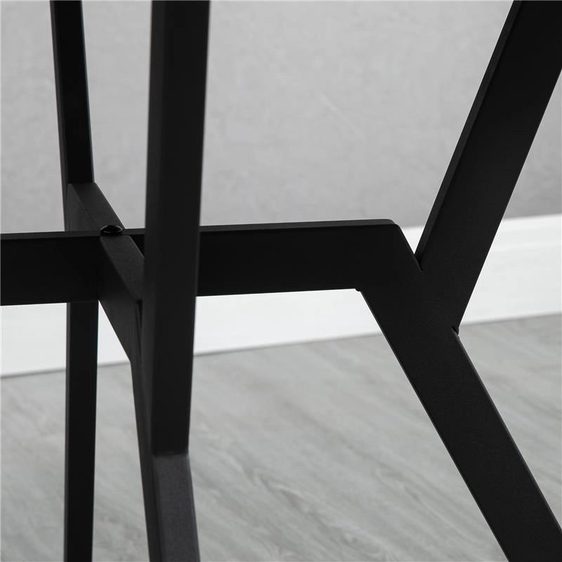 TAVOLO ROTONDO DA SOGGIORNO PER 2 PERSONE CON SOSTEGNO A X, IN LEGNO E ACCIAIO,Ø90 X 76AH CM, NERO E MARRONE