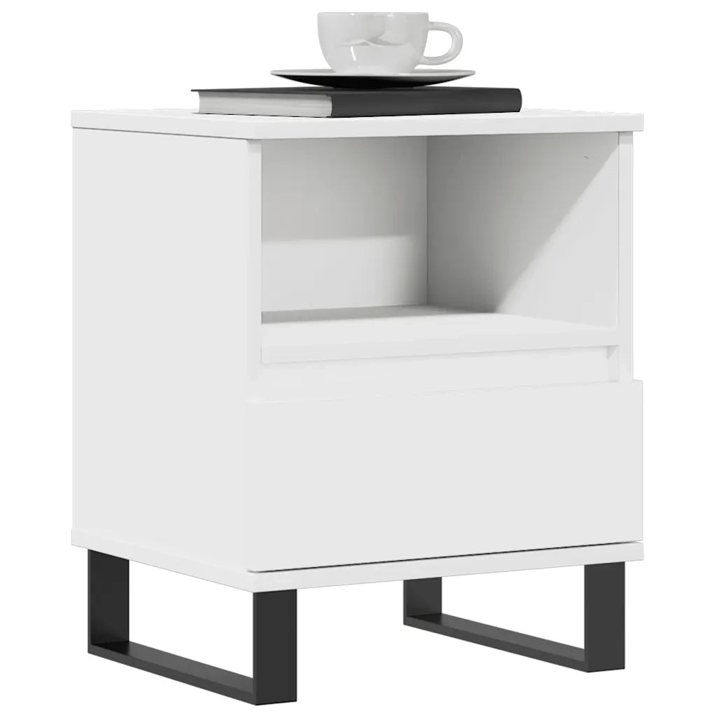 Set di 2 Comodini | Armadio da Notte | Mobiletto da notte Bianchi 40x35x50 cm in Legno Multistrato
