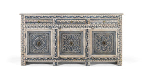 Credenza con tre cassetti e quattro ante in legno di sheesham