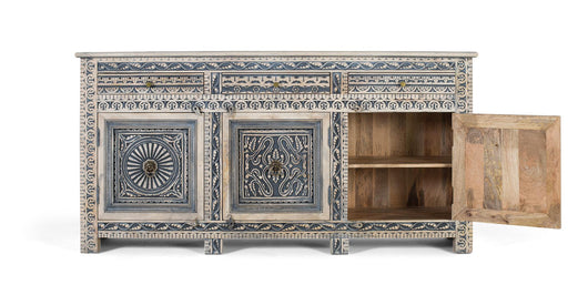 Credenza con tre cassetti e quattro ante in legno di sheesham