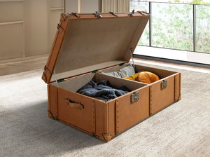 Baule in pelle marrone