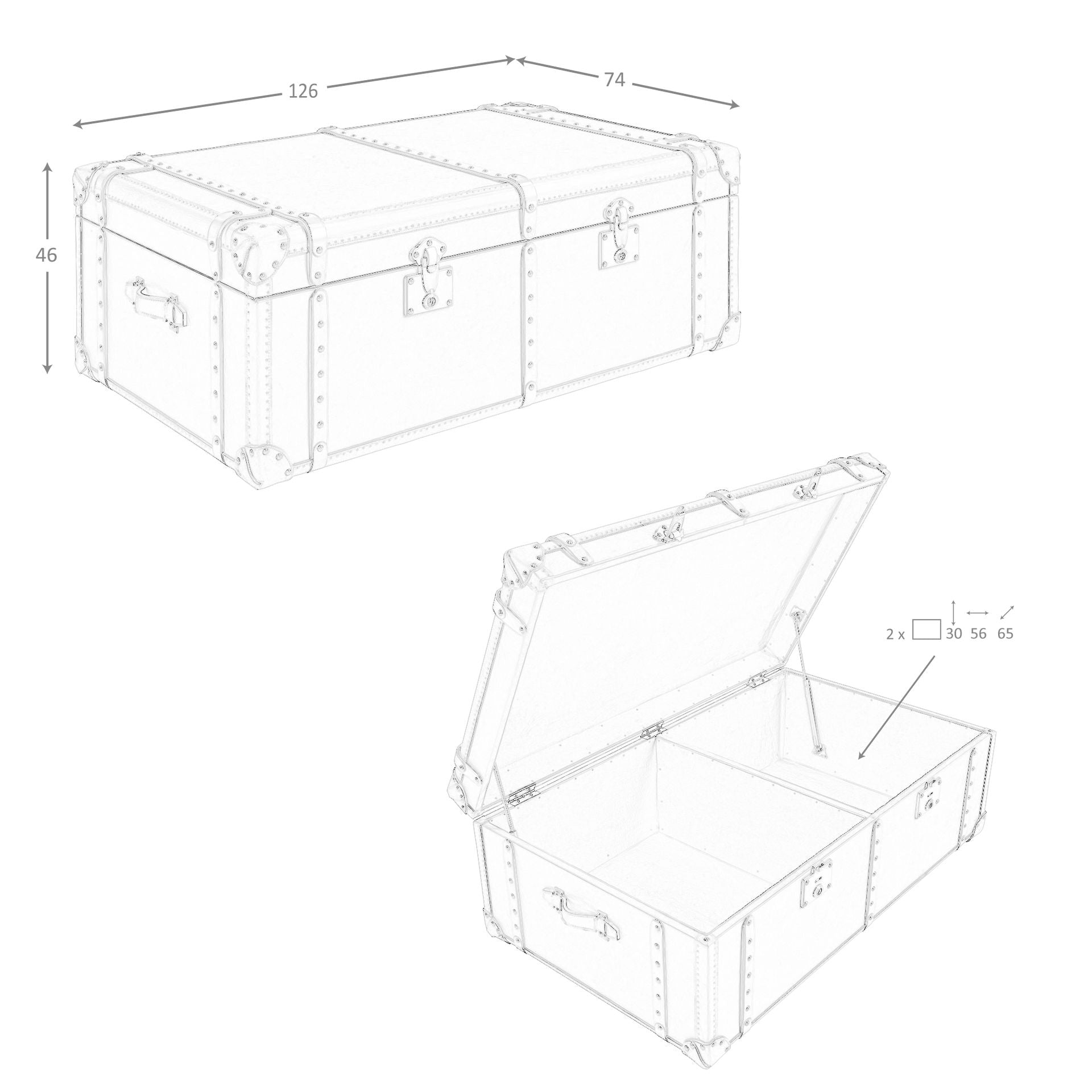 Baule in pelle marrone