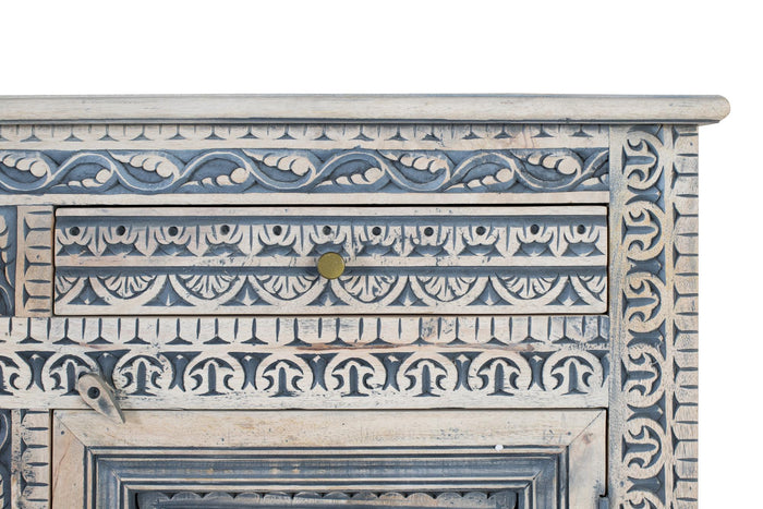 Credenza con tre cassetti e quattro ante in legno di sheesham