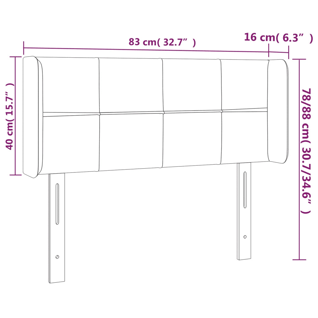 Testiera a LED-Testata con LED Rosa 83x16x78/88 cm in Velluto 239303