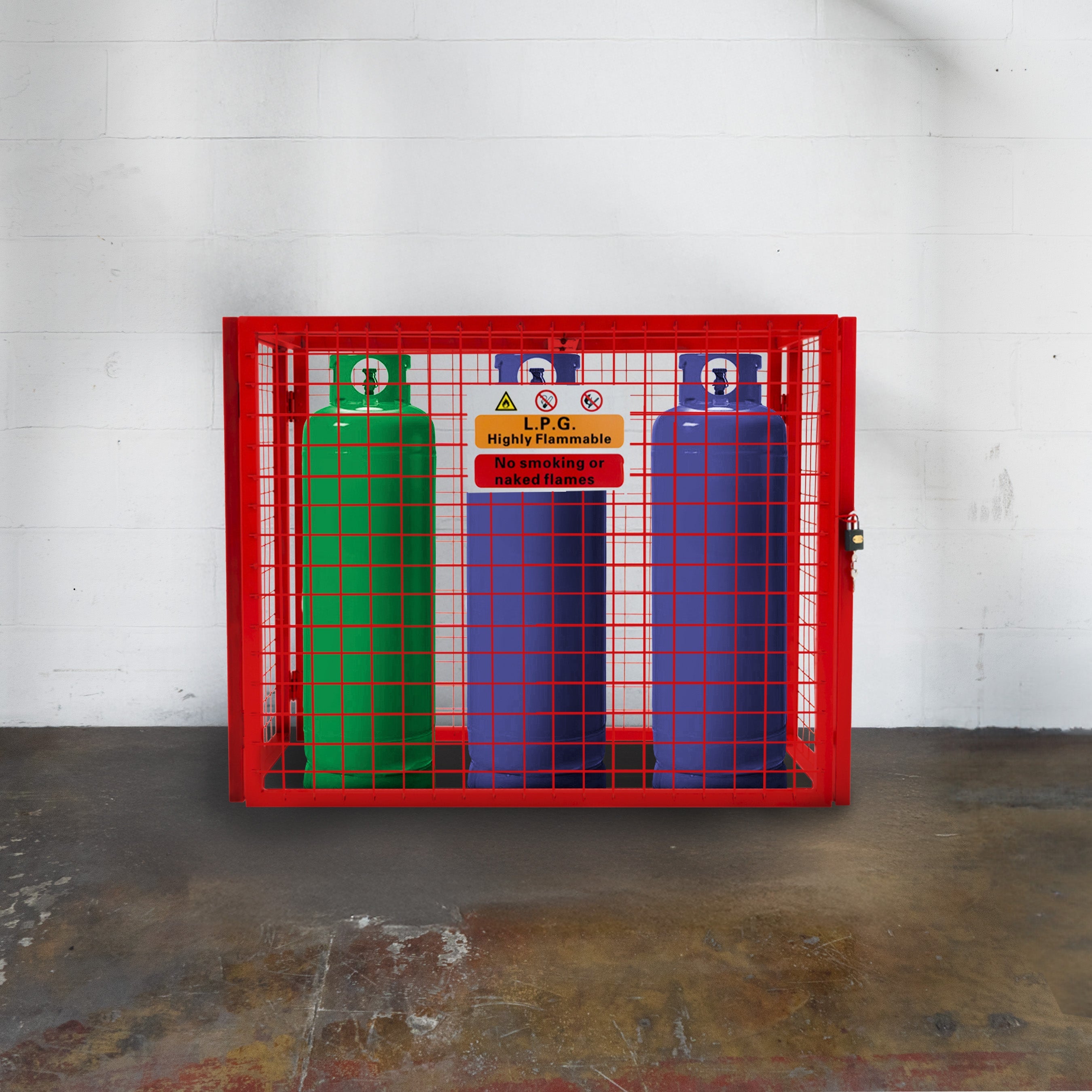 Gabbia di Sicurezza Pieghevole in Acciaio per Bombole di Gas - Contiene 3 Bombole da 19kg