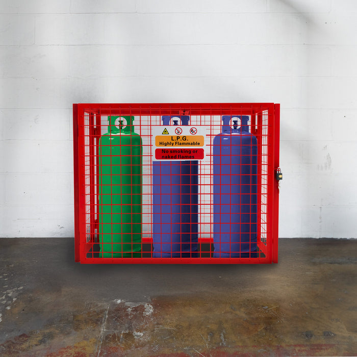 Gabbia di Sicurezza Pieghevole in Acciaio per Bombole di Gas - Contiene 3 Bombole da 19kg