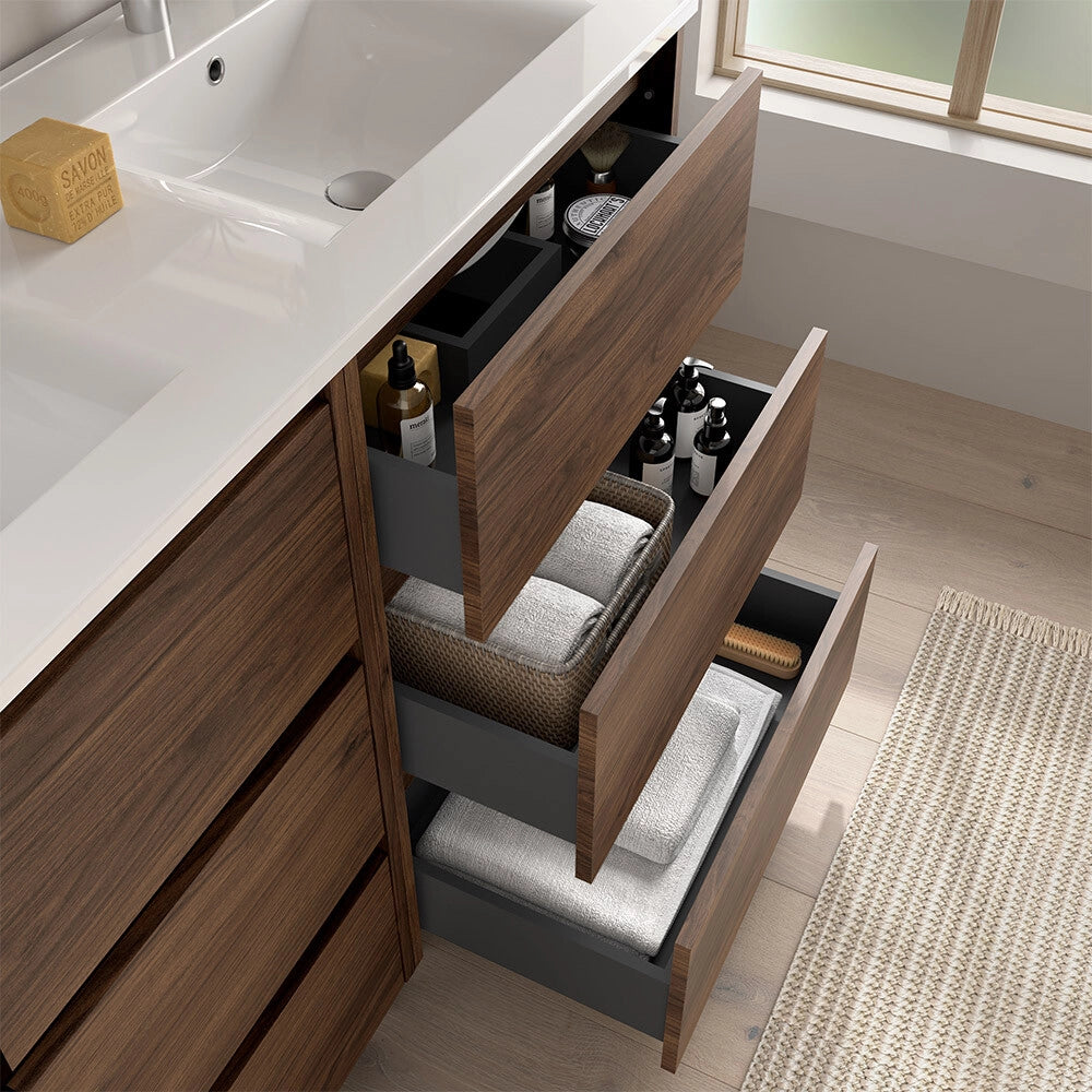 Mobile bagno 60 cm noce maya con lavabo ad incasso Gaya