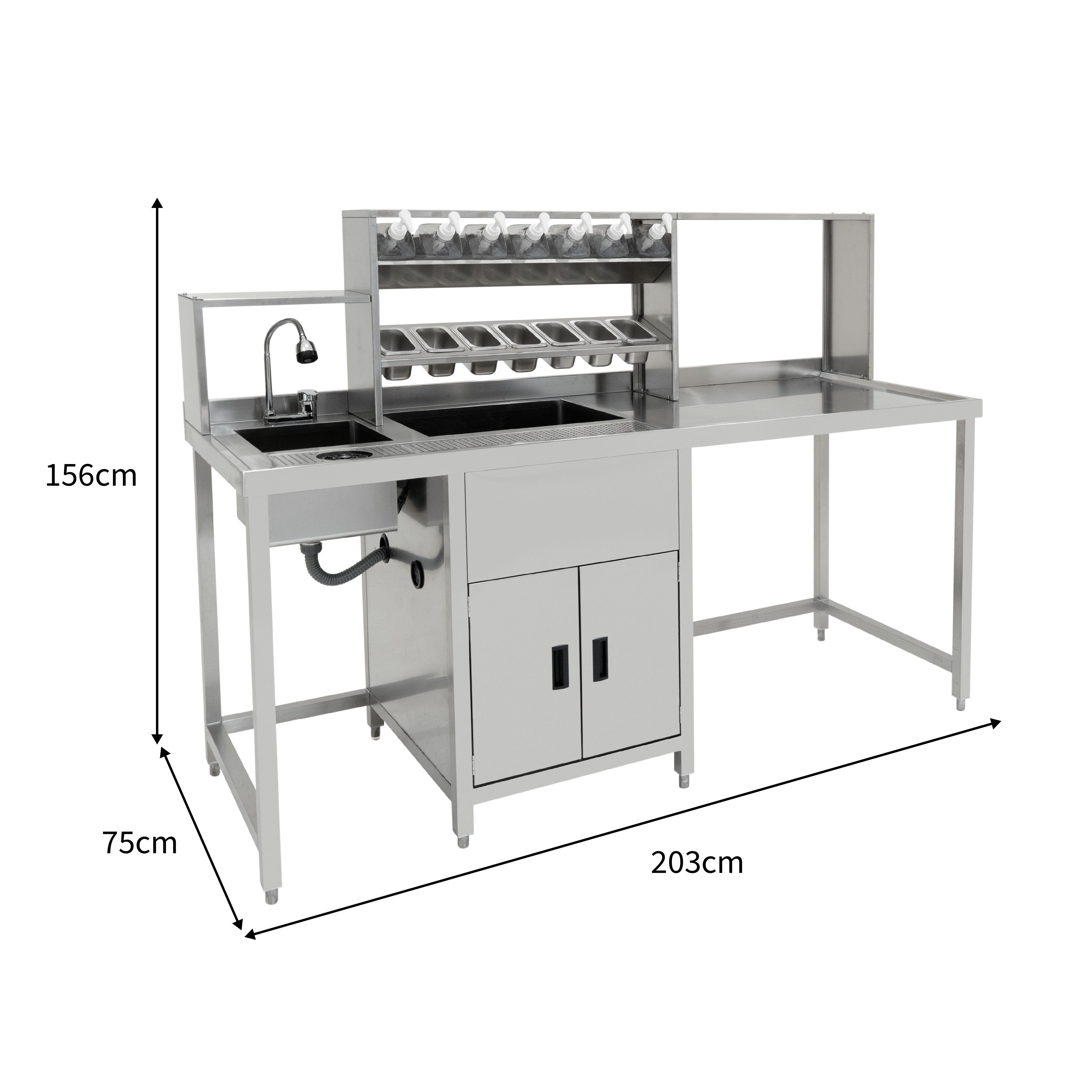 Banco Lavoro Bubble Tea Professionale Acciaio Inox Boba Station Completa
