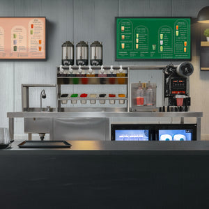 Banco Lavoro Bubble Tea Professionale Acciaio Inox Boba Station Completa