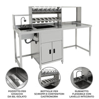 Banco Lavoro Bubble Tea Professionale Acciaio Inox Boba Station Completa