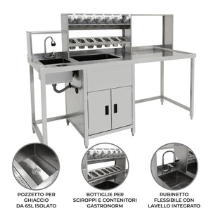 Banco Lavoro Bubble Tea Professionale Acciaio Inox Boba Station Completa