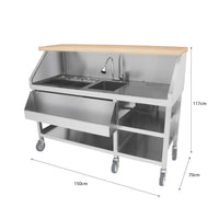 Postazione Mobile da Cocktail – Bancone, Acciaio Inox, Pozzo Ghiaccio Isolato