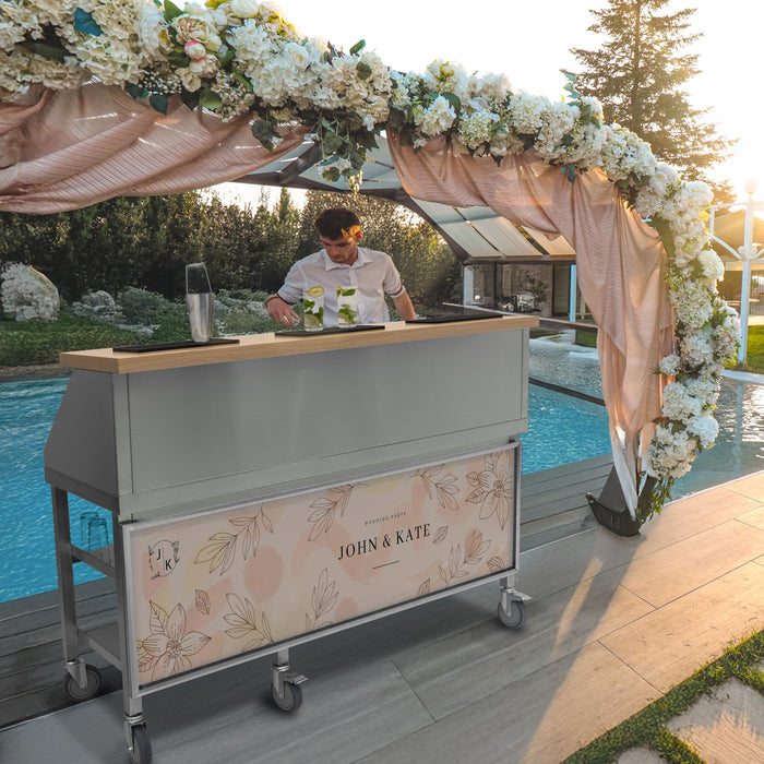 Postazione Mobile da Cocktail – Bancone, Acciaio Inox, Pozzo Ghiaccio Isolato