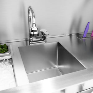 Postazione Mobile da Cocktail – Bancone, Acciaio Inox, Pozzo Ghiaccio Isolato