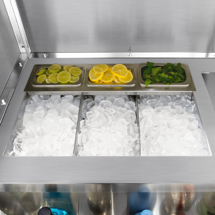 Postazione Mobile da Cocktail – Bancone, Acciaio Inox, Pozzo Ghiaccio Isolato