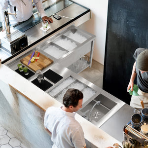 Unità Angolare Modulare da Cocktail Bar con Splashback in Inox 85x55x55cm