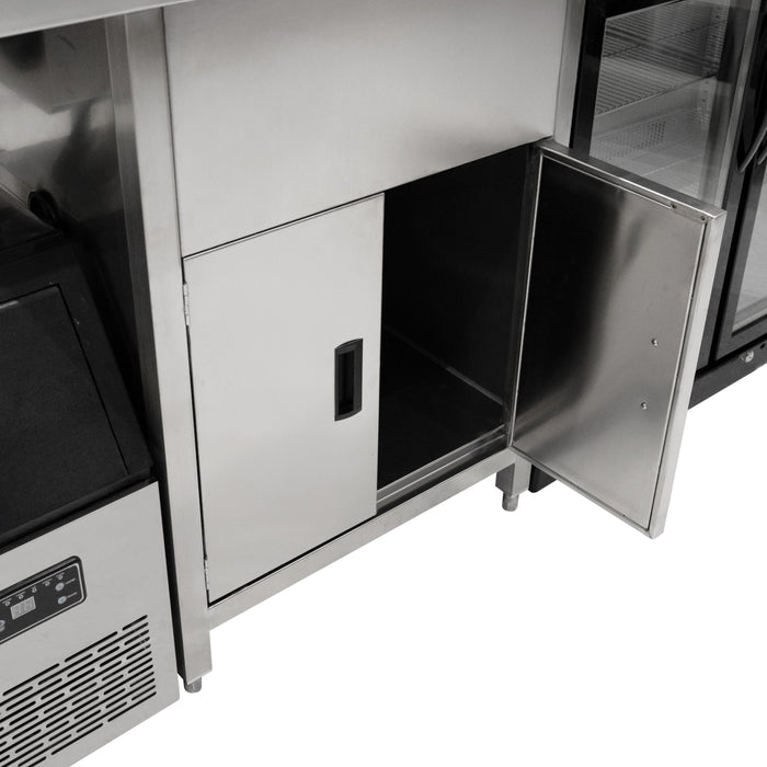 Postazione Bubble Tea con Frigo Scorrevole, Fabbricatore Ghiaccio, Shaker Elettrico e Sigillatrice Bicchieri