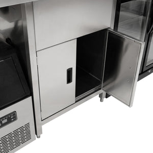 Postazione Bubble Tea con Frigo Scorrevole, Fabbricatore Ghiaccio, Shaker Elettrico e Sigillatrice Bicchieri