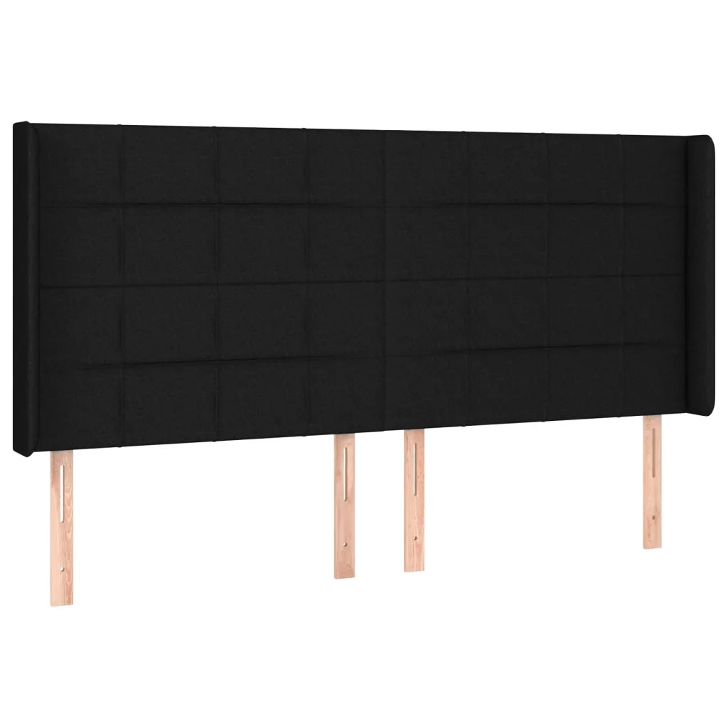 Testiera a LED Nera 183x16x118/128 cm in Tessuto