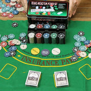 Trade Shop - Set Cofanetto Poker Texas Holdem Fiches Chips Professionale Scatola Di Latta -