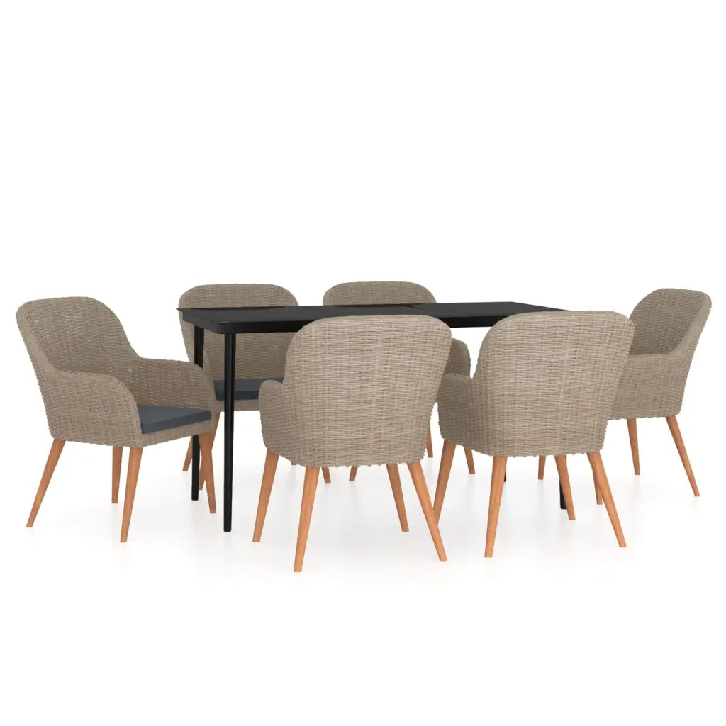 Set da Pranzo per Giardino 7 pz con Cuscini Marrone cod mxl 51982