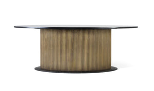 Tavolo da pranzo con piano in legno di mango e base dorata 220 cm