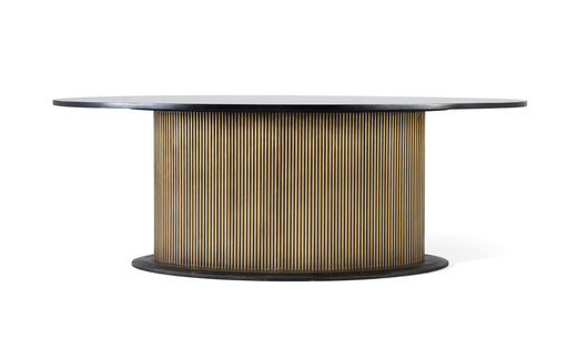 Tavolo da pranzo con piano in legno di mango e base dorata 220 cm