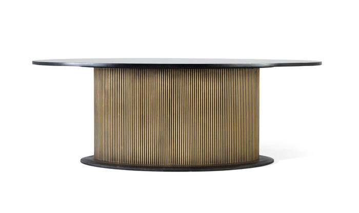 Tavolo da pranzo con piano in legno di mango e base dorata 220 cm