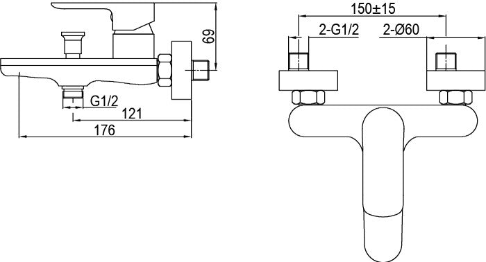 Miscelatore per vasca completo
