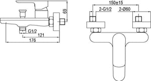 Miscelatore per vasca completo