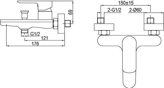 Miscelatore per vasca completo