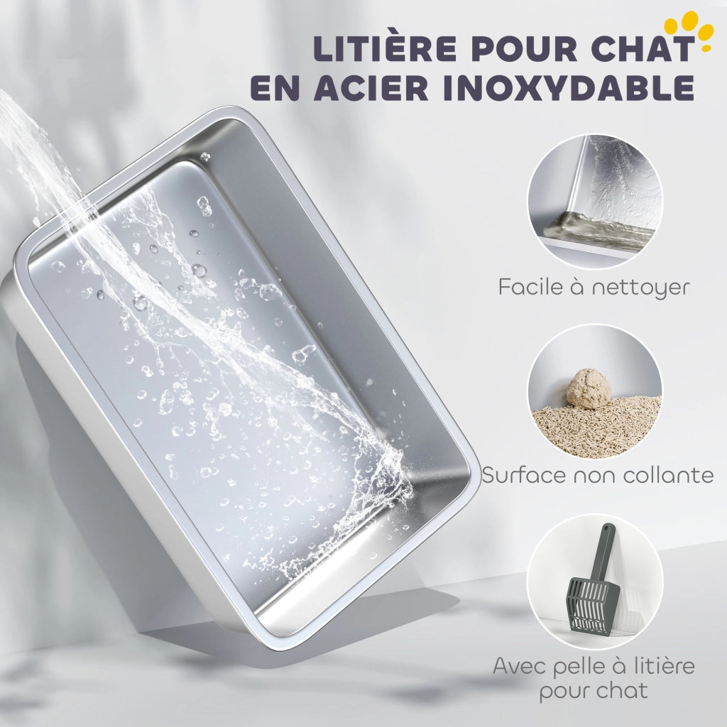 Casetta igienica per gatti in acciaio ¨C zephmum ¨C grigio 71x50,8x35,5 cm