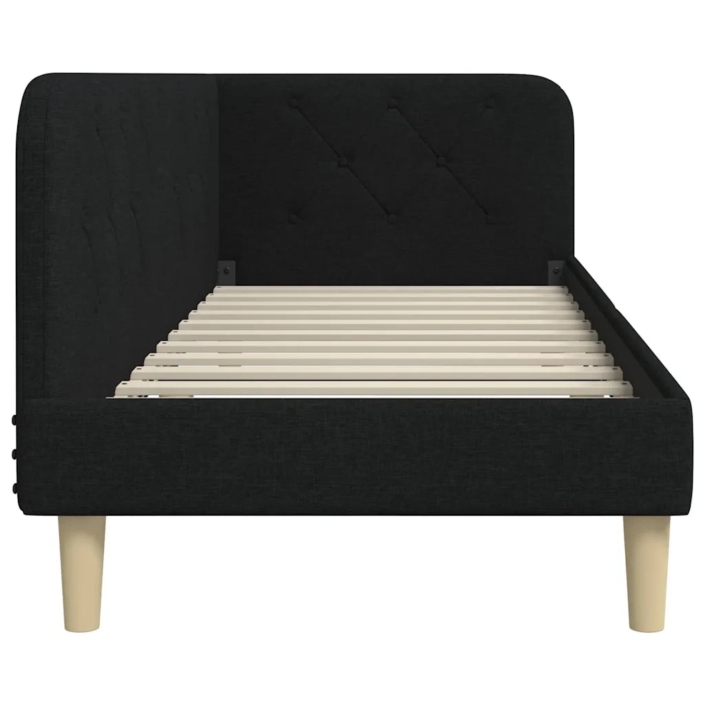 Letto singolo | Letto per adulti | Cornice del letto ad angolo Nero 80 x 200 cm Tessuto
