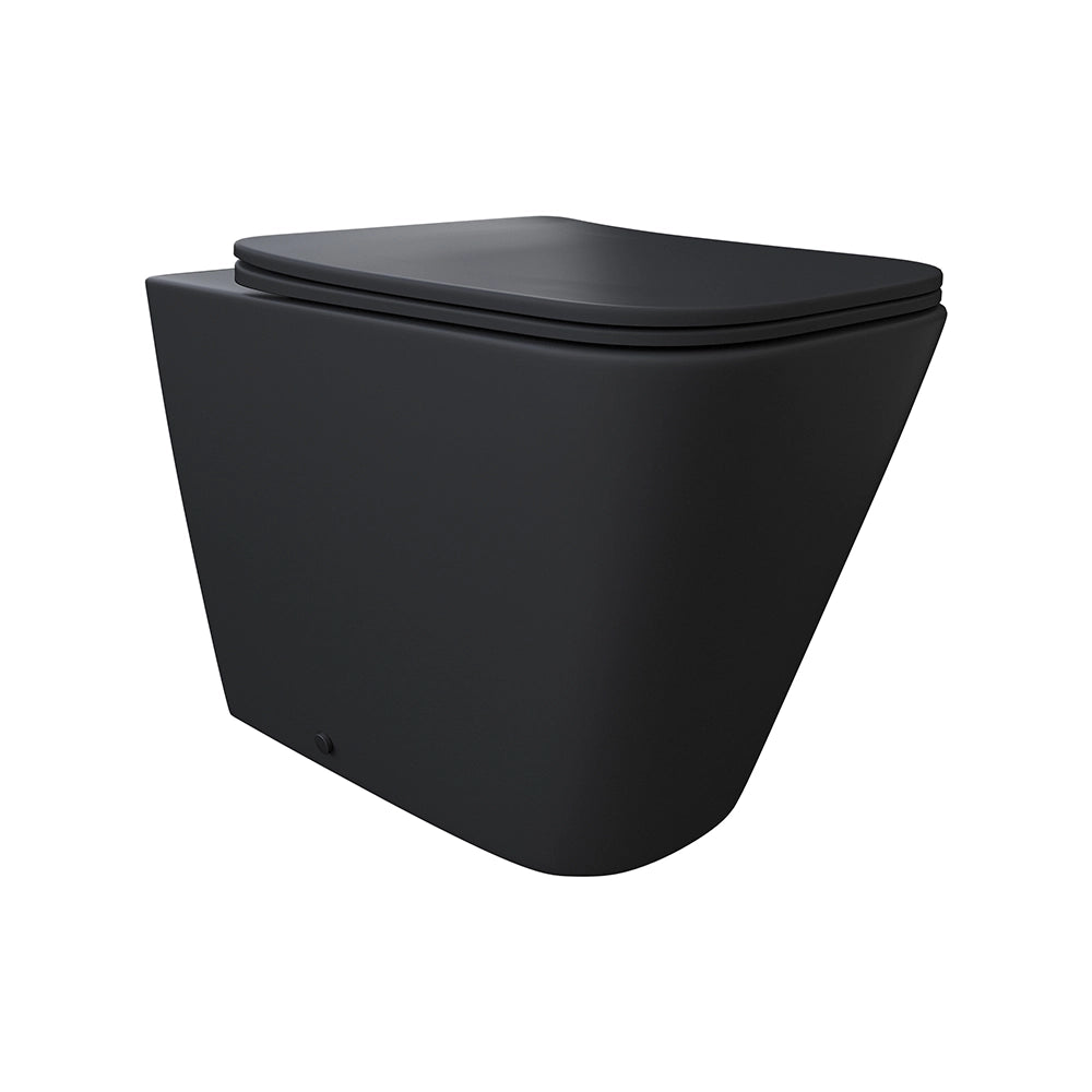 Vaso filomuro rimless in ceramica nero opaco con sedile soft-close | Kyoto