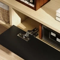 Mobile TV sospeso 120 cm, per televisori fino a 127 cm, cassetto ribaltabile 2 ripiani 120x24x16cm Nero
