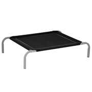 Lettino per Cani Rialzato ¨C Zephmum ¨C Nero e Argento, Metallo e Tessuto, 90x65x20